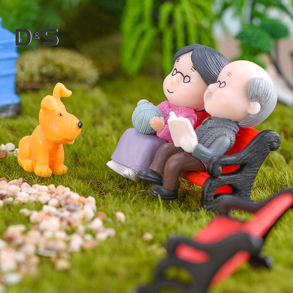 Decorations Home Mini Park Bench Grandpa Grandma Model Miniature Landscape Garden Decor Ornament