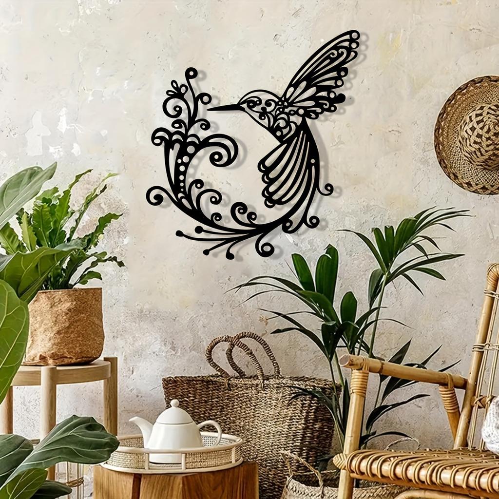 1pc Metal Hummingbird Wall Decor, Indoor Outdoor Garden Art, Housewarming Wedding Halloween Christmas New Year Gift