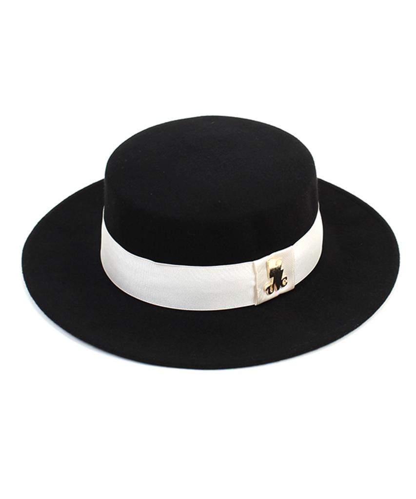 Yunibeosyeolkemiseuteuli White Line Flat Wool Black Fedora