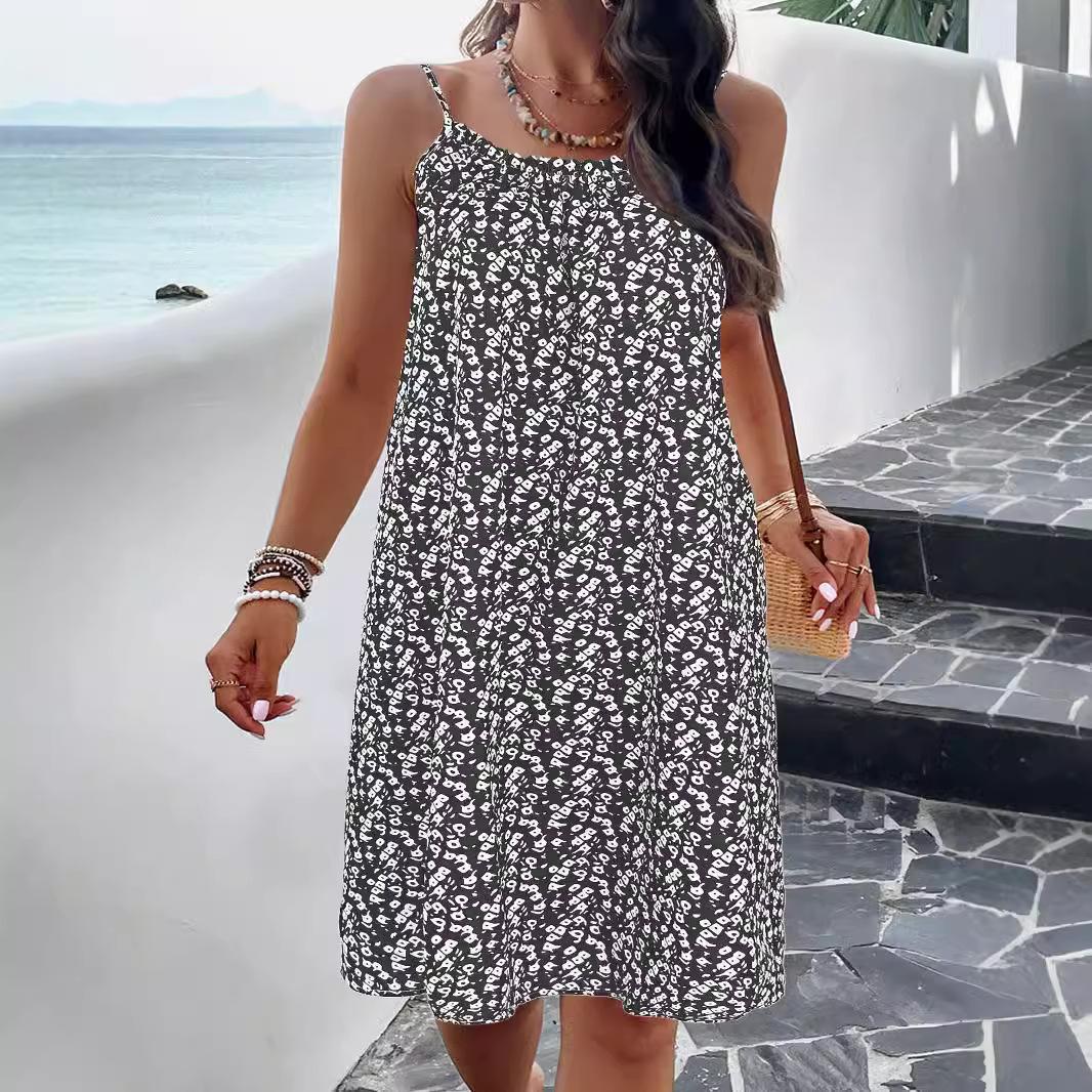 Women s Summer Dress Sleeveless Suspender Floral Dress S