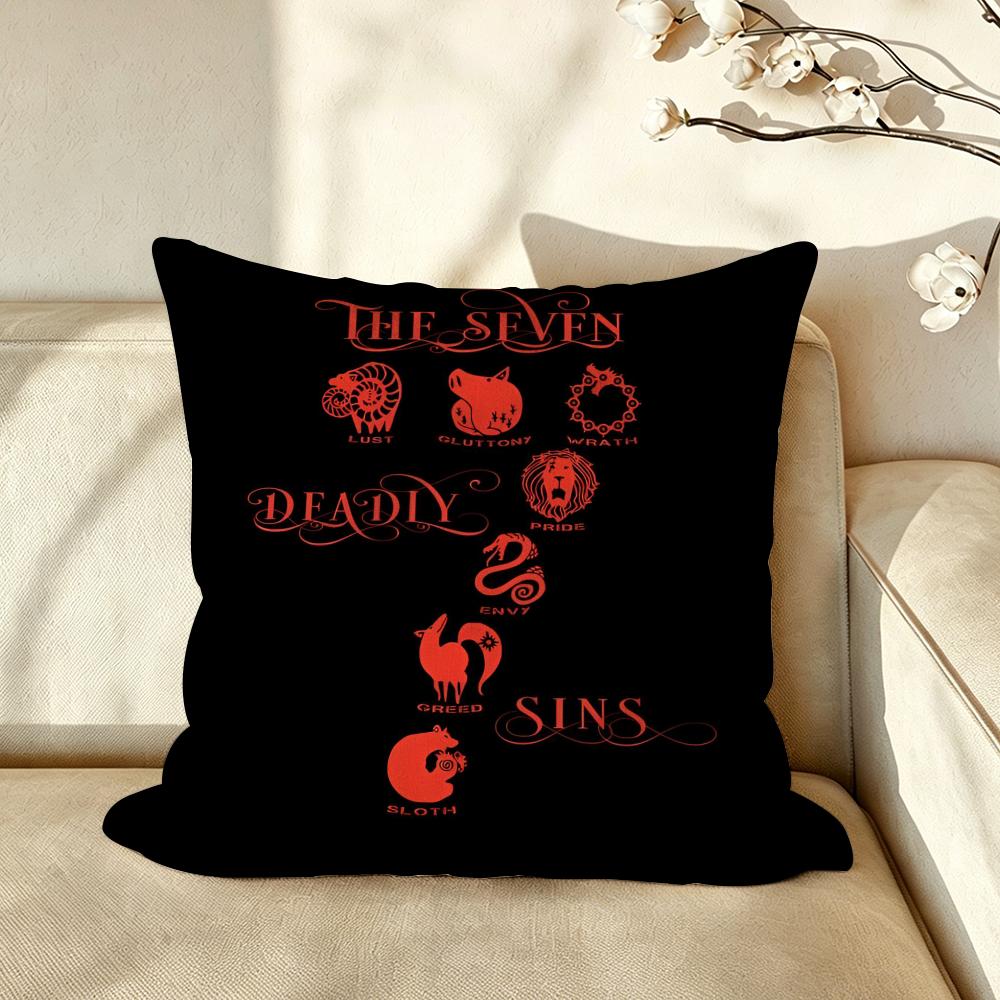 Anime TTheSSevenDDeadlySSins Cushion Cover Pillow Case Antidustmite Pillowcase Silky Short Plush Sofa Cushion Cover hot