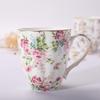 Bone China Coffee Mugs with Gold Rim, 450ml Floral Teacups for Women Gifts