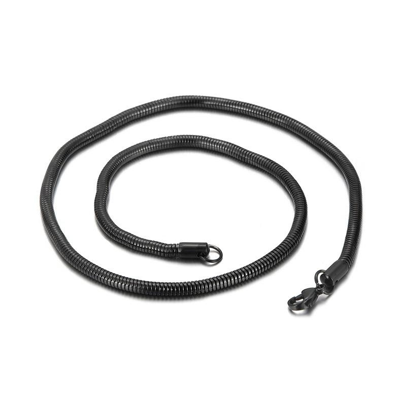 Trendy Simple Electroplated Titanium Steel Men's and Women's Round Snake Bone Necklace