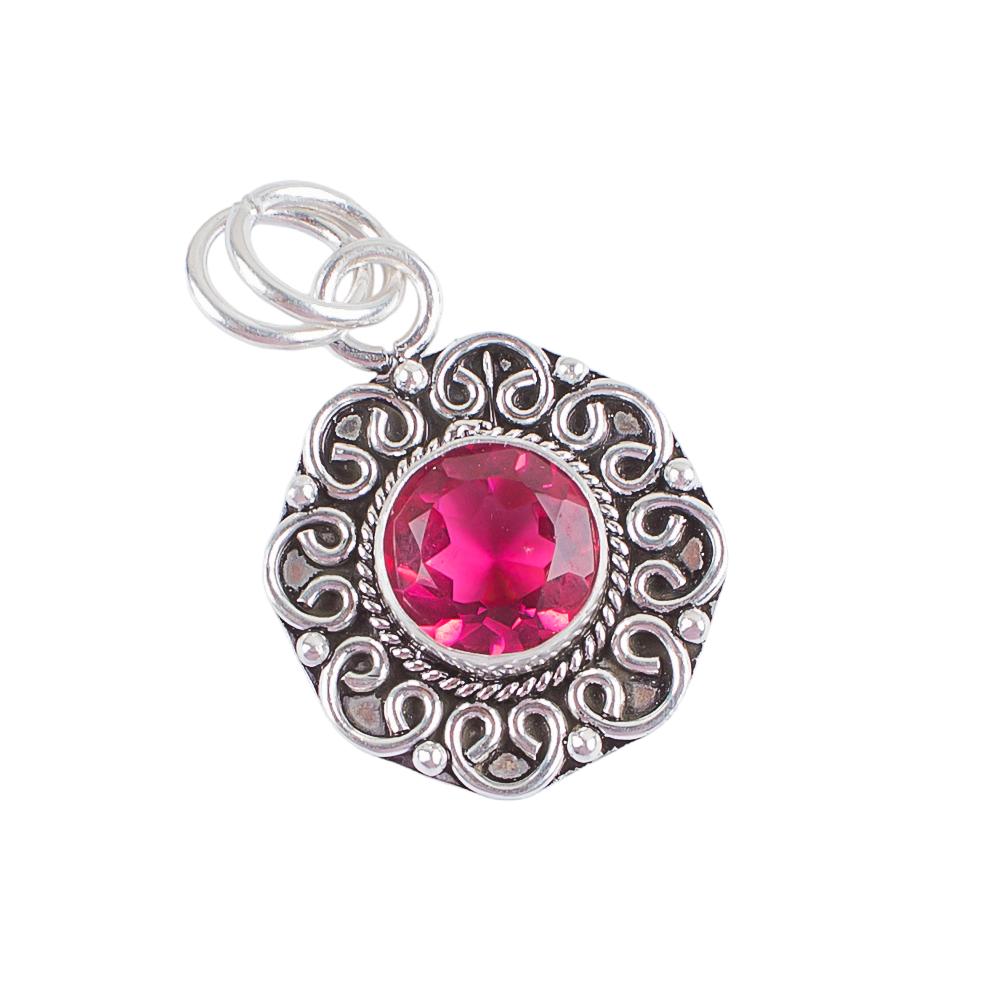 Pink Tourmaline Gemstone 925 Sterling Silver Pendant 1.06" Handmade Jewelry For Girls PP-29-7