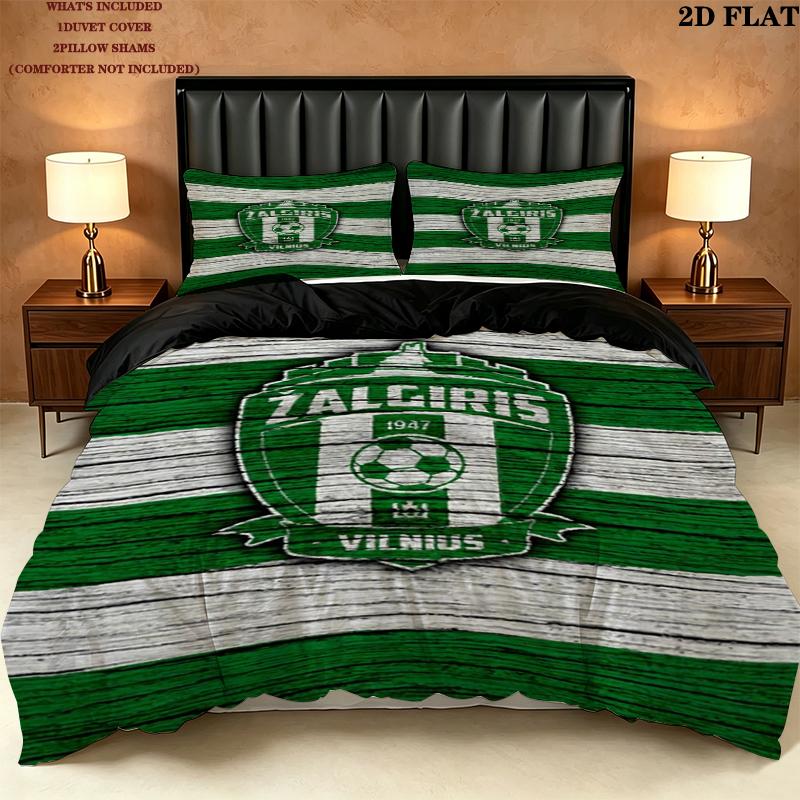Fk Zalgiris Pattern Bedding uilt Set uilt Cover Pillowcase Home Decoration Birthday Gift (1 * duvet cover + 2 * pillowcase without core)