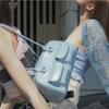 Korean Retro Wax Leather Bowling Shoulder Bag with Multi-Pockets
