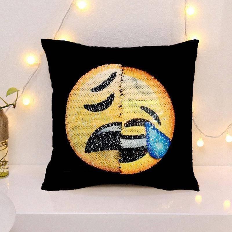 Colorful Double-sided Emoji Mermaid Sequin Pillowcase For Cozy Home Decor