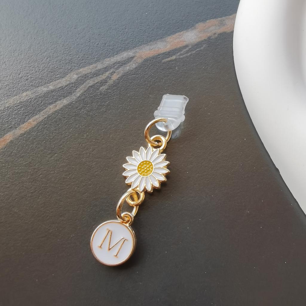 1 szt. Kreatywny stokrotka/słonecznik litera zatyczka przeciwkurzowa do telefonu komórkowego/europejskie i amerykańskie 26 wielkich liter A-Z zawieszka do telefonu komórkowego