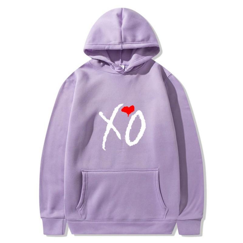 Mens Oversized Hooded Sweatshirt With XO Letter Print Loose Fit Streetwear Casual Top