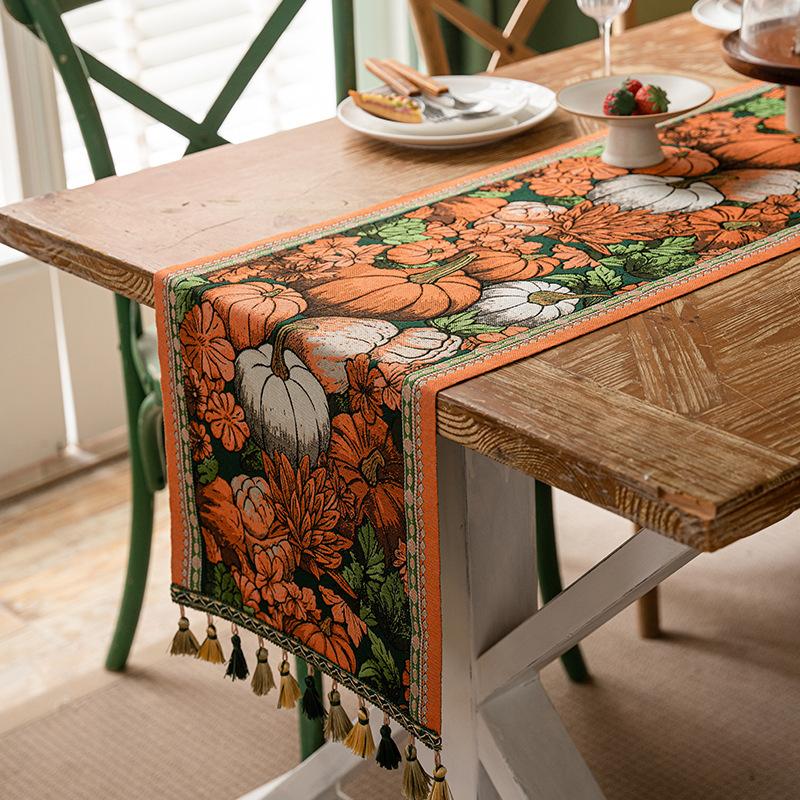 American Retro Jacquard Table Runner Dining Table Cloth Tea Table Cabinet Decorative Strip