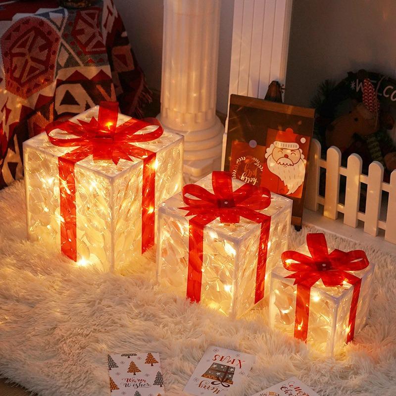 Cross-Border Christmas Luminous Gift Box Set: Outdoor Decorative Lights for Courtyard & Mall Display