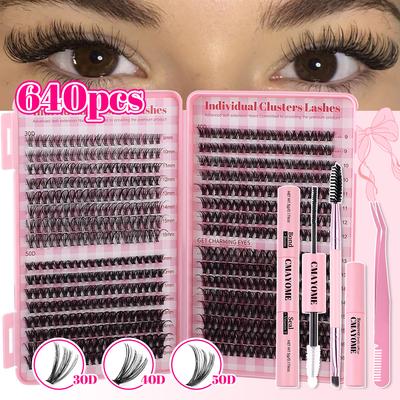 640 mechones DIY mechones individuales de cabello 9-16mm natural denso D canción juego de extensión de pestañas postizas segmentadas