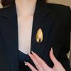 Exaggerate Metal Geometric Glossy Eggshell Broochs for Women Unique Exquisite Suit Corsage Pins Party Jewelry Fashion Accessory