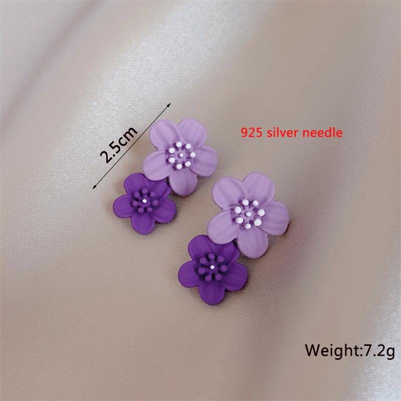 Koreanische Neue Doppel-schichten Blume Tropfen Ohrringe für Damen Übertrieben Frauen Floral Ohrringe Modeschmuck aretes de mujer