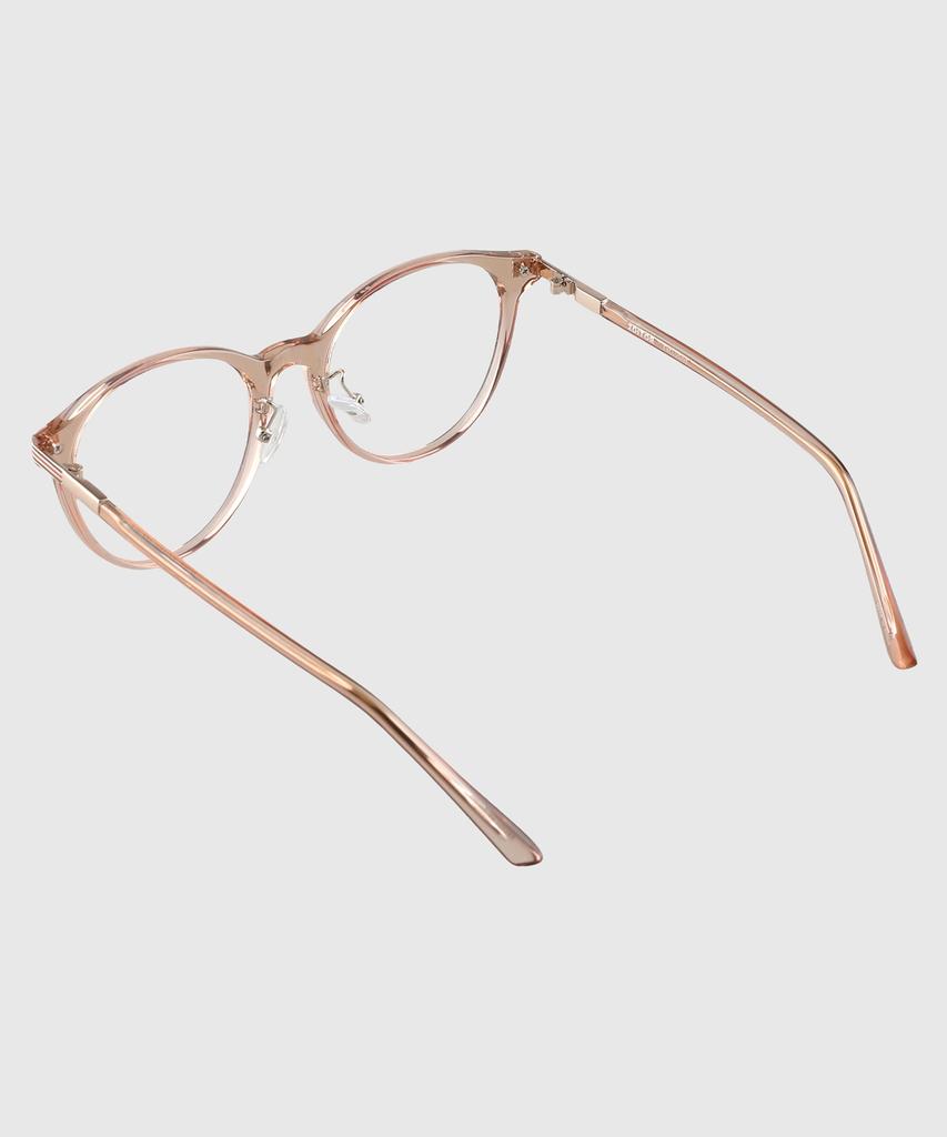 Tuditeo Rib Unisex Fashion Round Horn-Rimmed Glasses Uv & Blue Light Blocking C3 Light Brown