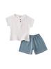Kids' Cotton-Linen Summer Set: Short Sleeve Top & Shorts - Unisex Baby and Toddler Two-Piece Solid Color