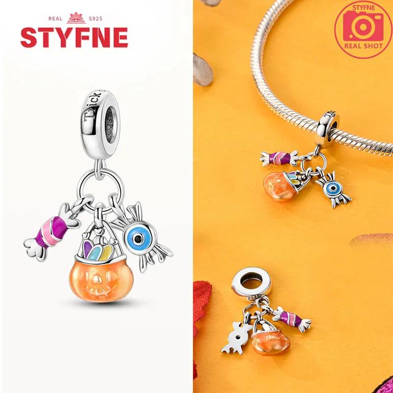 Copper Metal Halloween Dangle Witch Magic Girl Charm Bead Components Luminous Bead Components Compatible With Authentic Original Bracelet High