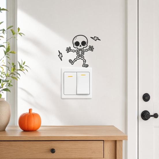DYS Halloween Kostlivec Samolepka na vypínač, Obtisk, Odnímatelné obtisky, PVC voděodolné nástěnné umění pro domácí ložnici obývací pokoj vchod dekor
