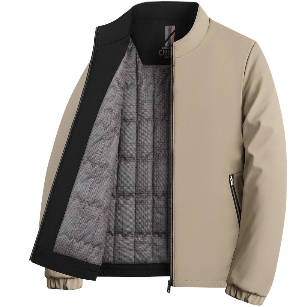 Men's Plus Velvet Thick Cotton Jacket for Autumn/Winter – Middle-aged & Elderly