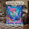 Mermaid Theme Throw Blanket Custom Name Text Personalized Blanket Soft Cozy Blanket for Home Sofa Bed