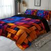 3-teiliges buntes geometrisches Karomuster-Bettbezug-Set, 1 Bettbezug + 2 Kissenbezüge (Keine Kisseneinlagen), Hochauflösender Druck für Zuhause