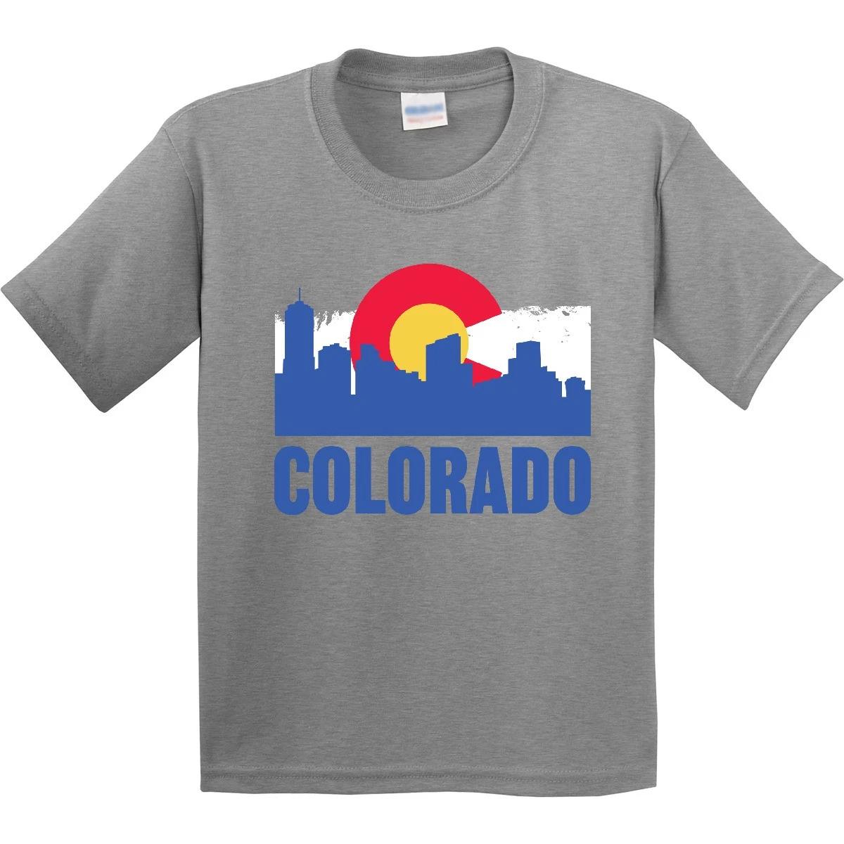 

Inktastic Colorado Flag And Skyline Youth T-Shirt State Home Born In City Tee 150