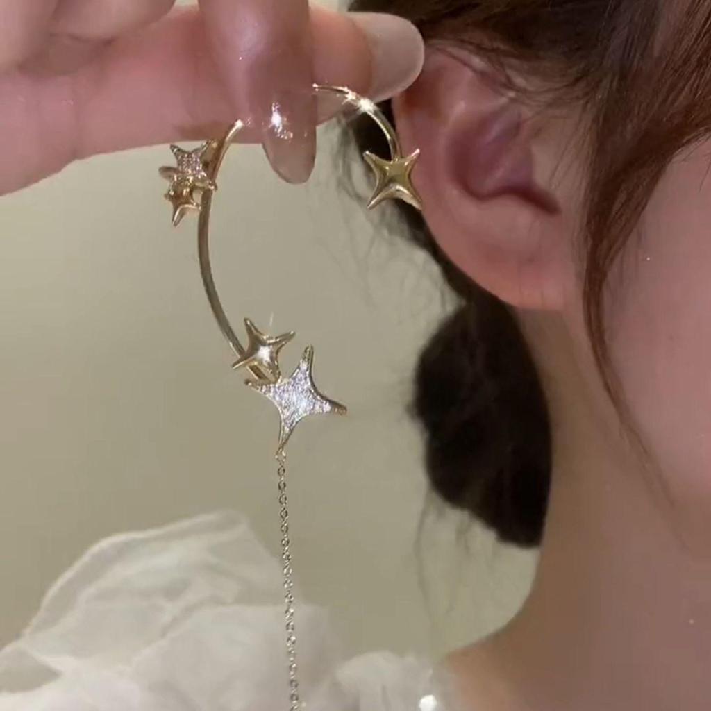 Eleganter High-End Sternenketten Ear Cuff für Damen – Kein Piercing erforderlich