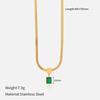 French Vintage Emerald Necklace Geometric Mother Of Pearl Inlay Titanium Steel Pendant Women Jewelry Gift