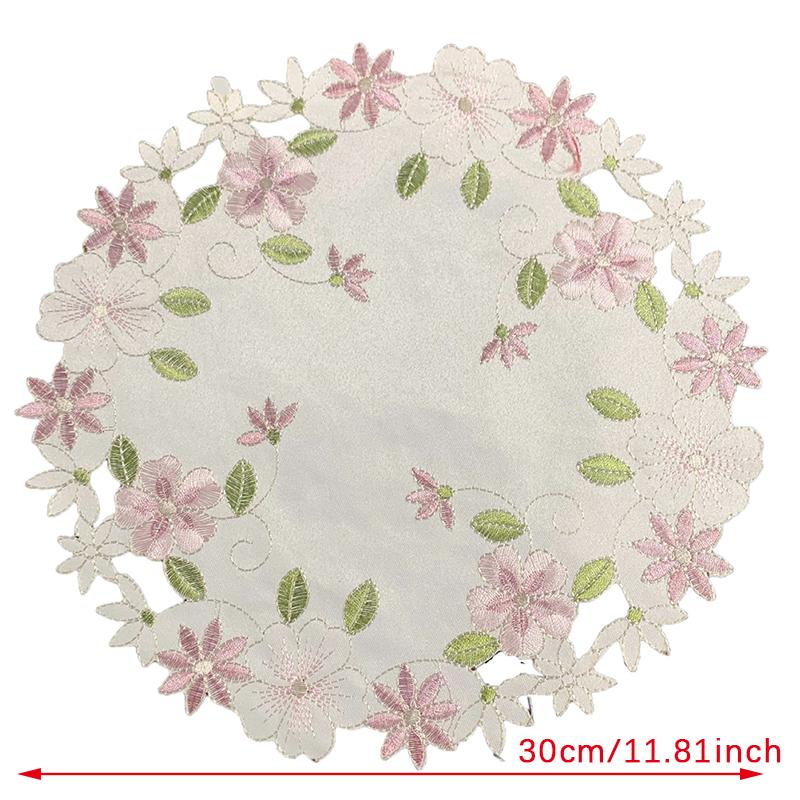 Rose Flower Embroidery Placemat Coaster Cup Pad Table Place Mat Craft Kitchen