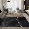 Simple Light Luxury Thickened Crystal Velvet Carpet, Living Room Bedroom Coffee Table Floor Mat, Blue Abstract Ink Carpet
