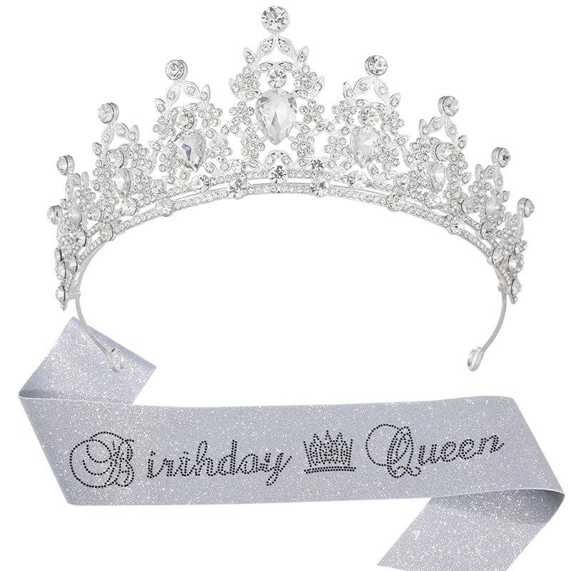 European and American Light Luxury Crystal Crown Hot Diamond Etiquette Belt Birthday Girl Birthday Party Accessories Decoration 2026