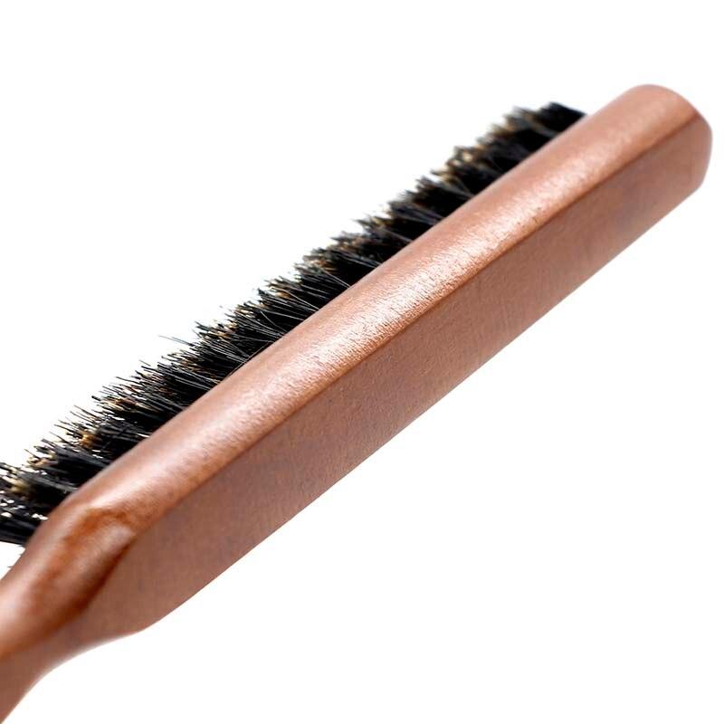 Pure Boar Bristle Hair Dress Comb Fluffy Wood Handle Hair Brush Anti Loss Wooden Barber Hair Comb Scalp Hairdresser Styling Tool