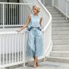 2 Piece Sets for Women Sleeveless Crew Neck Ruffle Tank Top