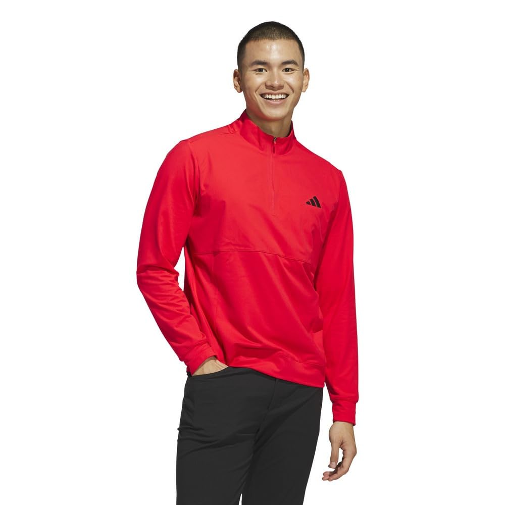Adidas Golf Men's Adizero Fabric Mix Long Sleeve Half Zip Golf Jacket In Pure Ruby
