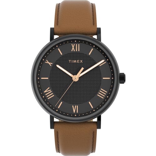 

Timex Southview Men s Analog Watch with Leather Strap, Brown, Modern Design