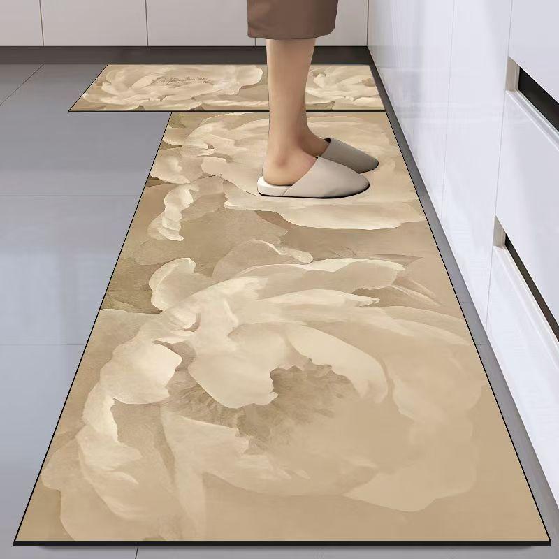 Diatomaceous earth floor mat, non-slip, washable, long strip, absorbent, stain-resistant, customizable, thickened kitchen floor mat