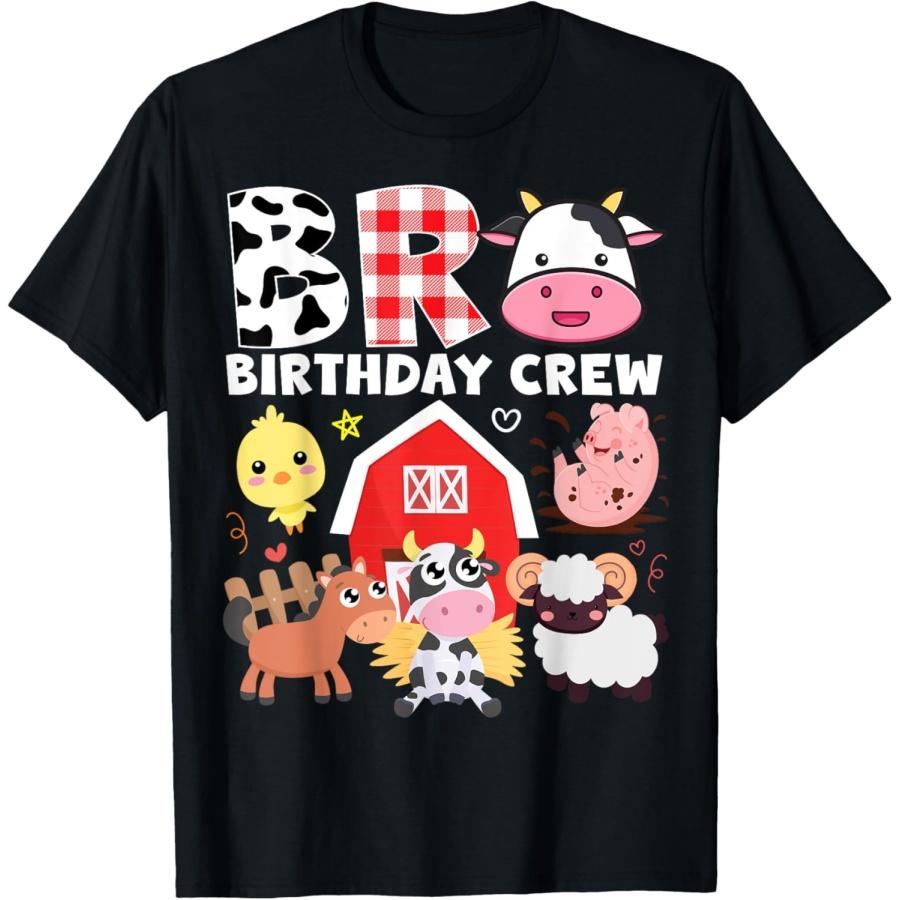 Cow Bro Birthday Crew Farm Theme Animals Kids Birthday Party T-Shirt S