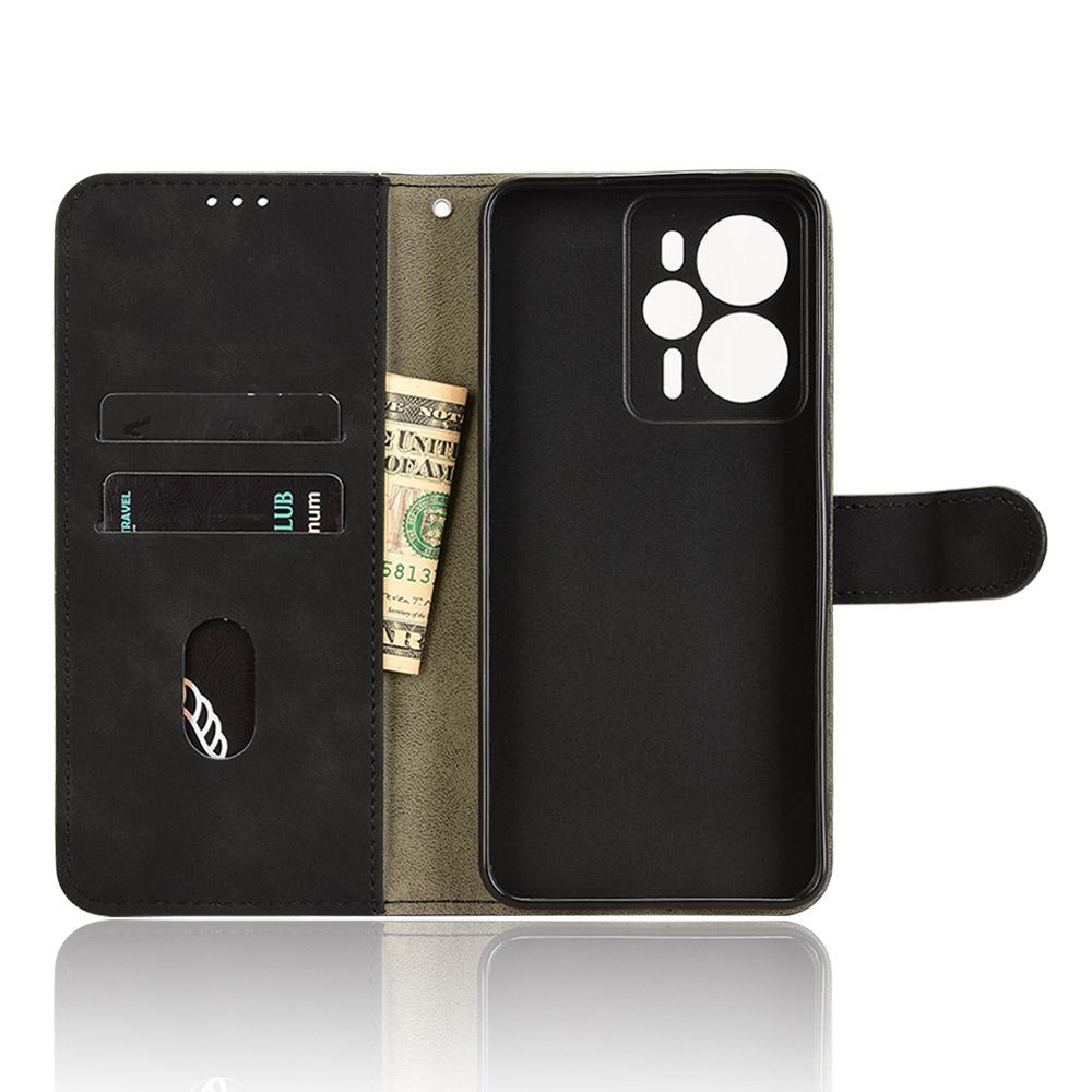 

For Realme 14 5G Leather Case Skin Feel Anti Drop Wallet Flip Phone Cover Black