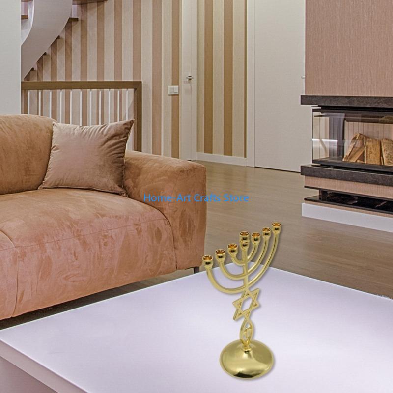 Y3NA 12 Tribes of Israel Menorah Jerusalem Candlestick 7 Branch Je Holder
