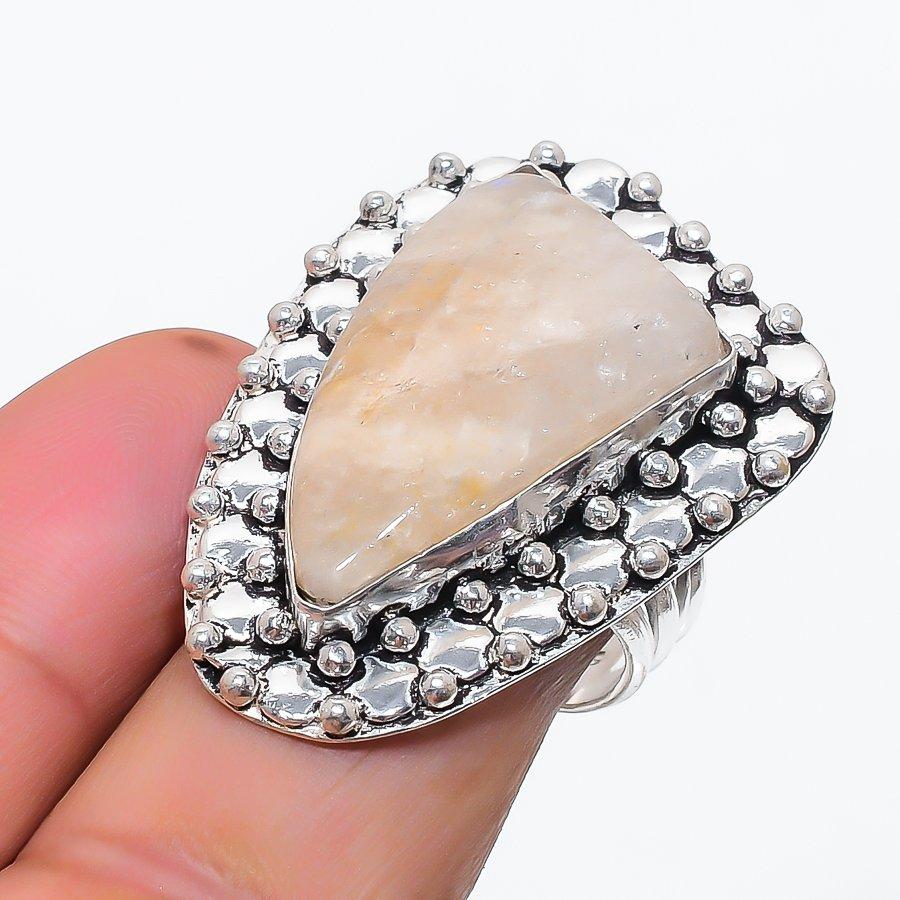 Natural Russian Dendritic Gemstone 925 Sterling Silver Jewelry Ring Size 8 b9n74