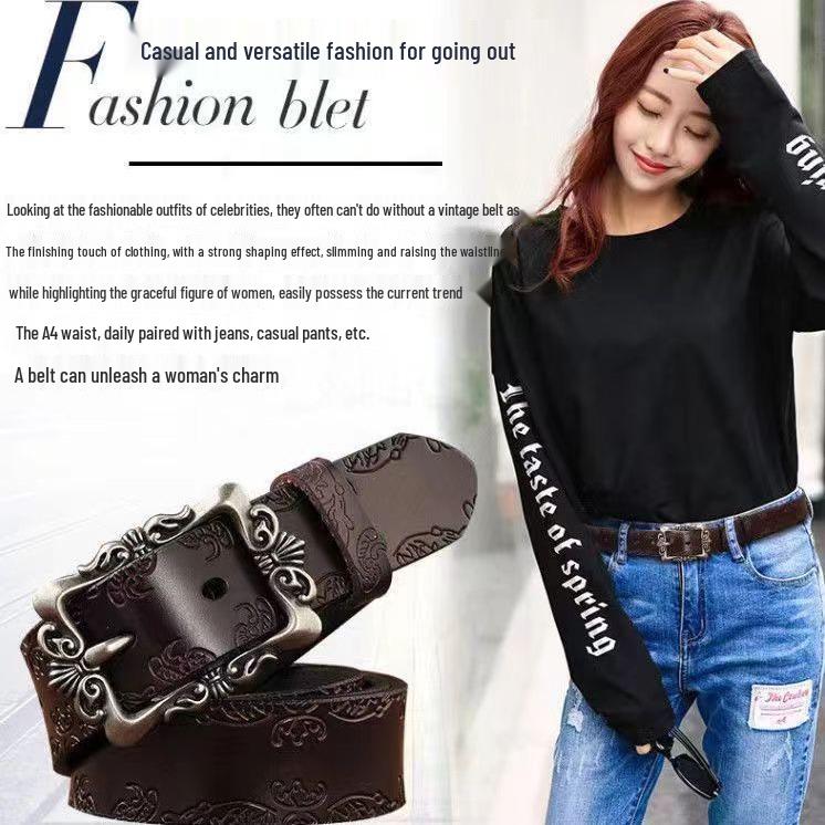 Damen Vintage Deko-Taillengürtel im koreanischen Stil für Jeans