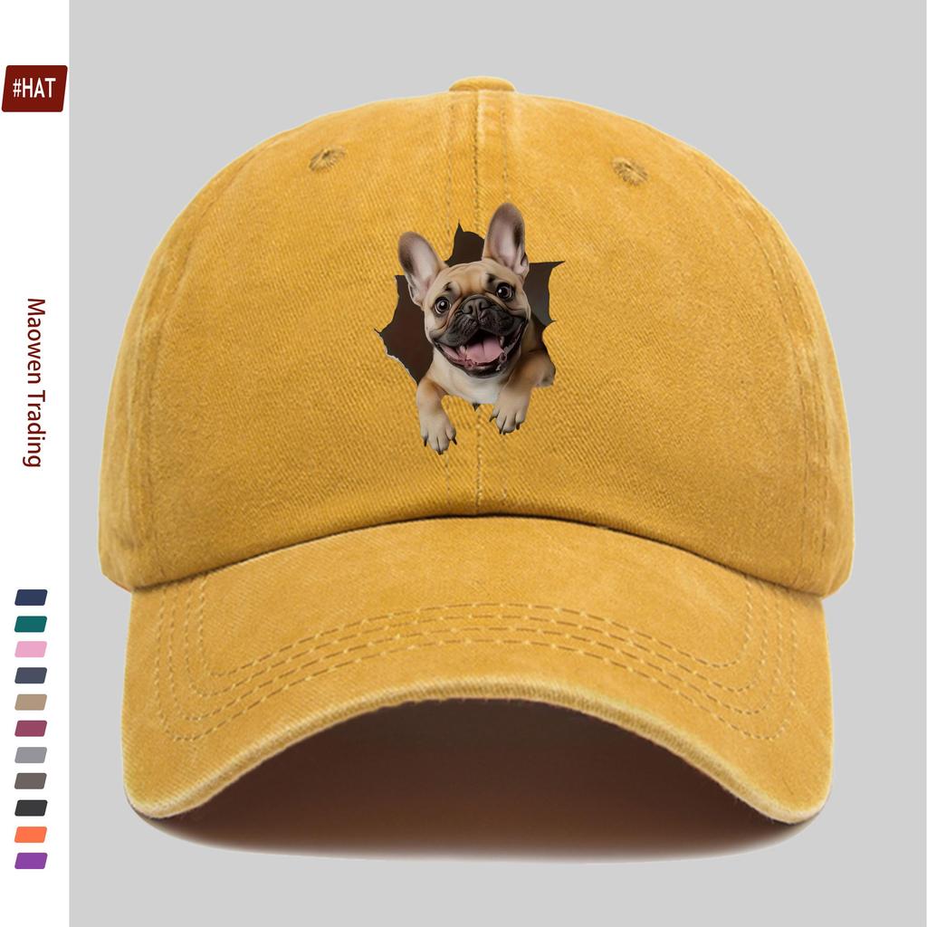 Pc Cute Dog PeekABoo Print Baseball Cap with Adorable Pet Design Sun Hat Hunting Decor Hat Adjustable Strap MultiColor Av