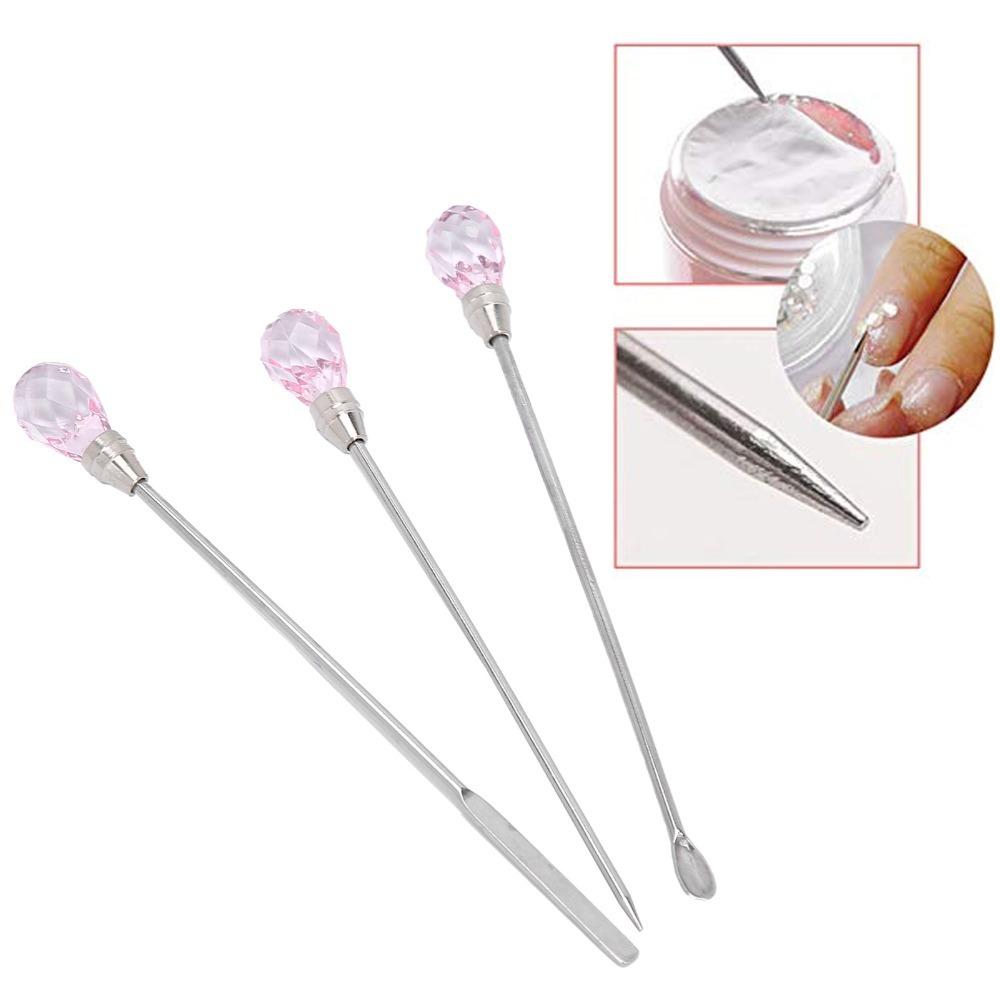 3 Pcs Portable Nail Art Stirring Rod Professional Nail Art Spatula  Salon & home DIY use розовый