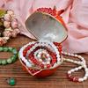 FJ FENGZHIJIE Pomegranate Fruit Figurine, Decorative Trinket Box with Golden Crystal Enamel, Indoor Table Decoration, Gift for Women and Men
