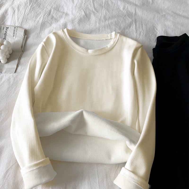 

2025 Women s Niche Warm Long-Sleeve T-shirt, Korean Style, Slim Fit, Fleece-Lined, Thickened Base Layer for Autumn/Winter. Medium абрикосовий