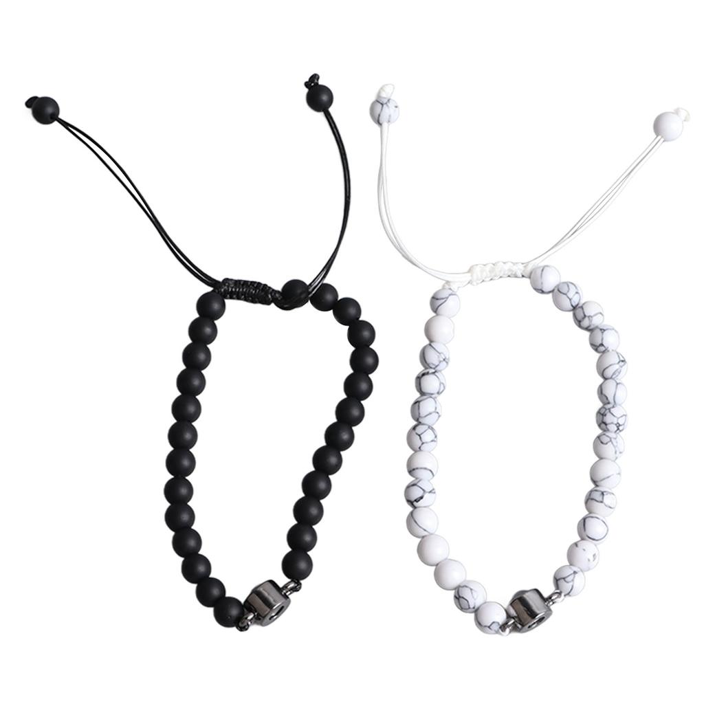 Stone Bracelet Adjustable Frosted Unique Fashionable White Black Turquoise Bracelet for Men Women