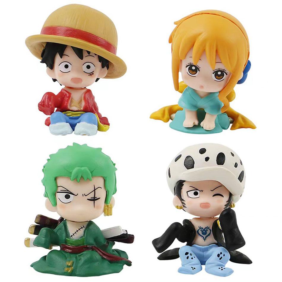 Sada 10 ks Anime One Piece Figurky Hračky Luffy Roronoa Zoro 4cm Q Verze Akční Figurka Kawaii Panenka Dekorace do Auta PVC Model Dárek