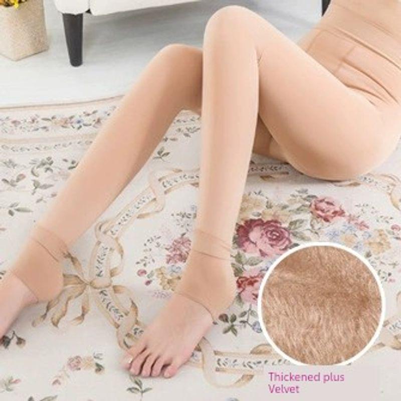 

Winter Pants for Women Wool Leggings Autumn and Winter Women s Velvet Padded Leggings Warm Trousers Skin color 200 g/g