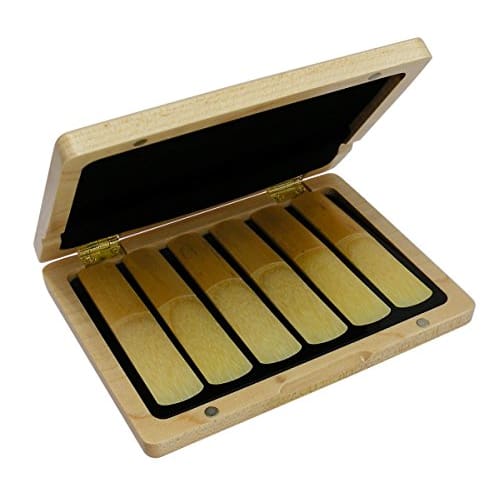 Vivace Wooden Reed Case for Tenor Saxophone and Bass Clarinet, Set of 6, Natural