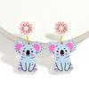 Cute Koala Plate Earrings Flower Colored Cartoon Animal Earrings Daily Party Simple Earrings